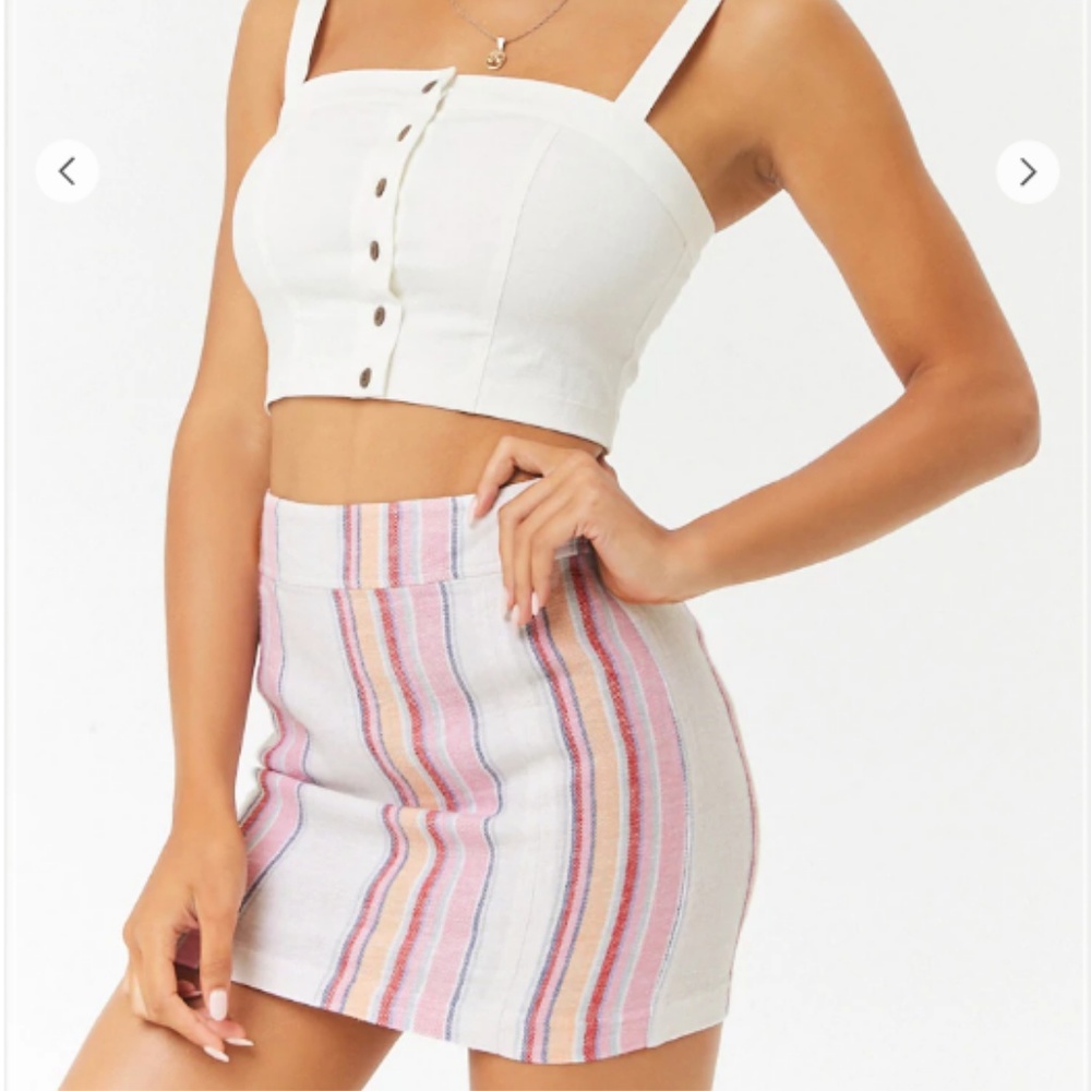 F21 Pastel Linen Stripe Mini Skirt ~Rare!~